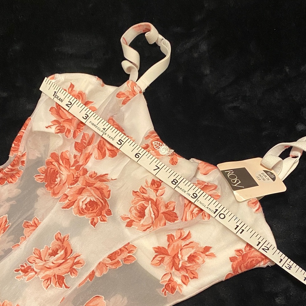 Vintage Rosy Floral Sheer Mesh Bodysuit | 34B NWT | Deadstock French Lingerie - Picture 15 of 16